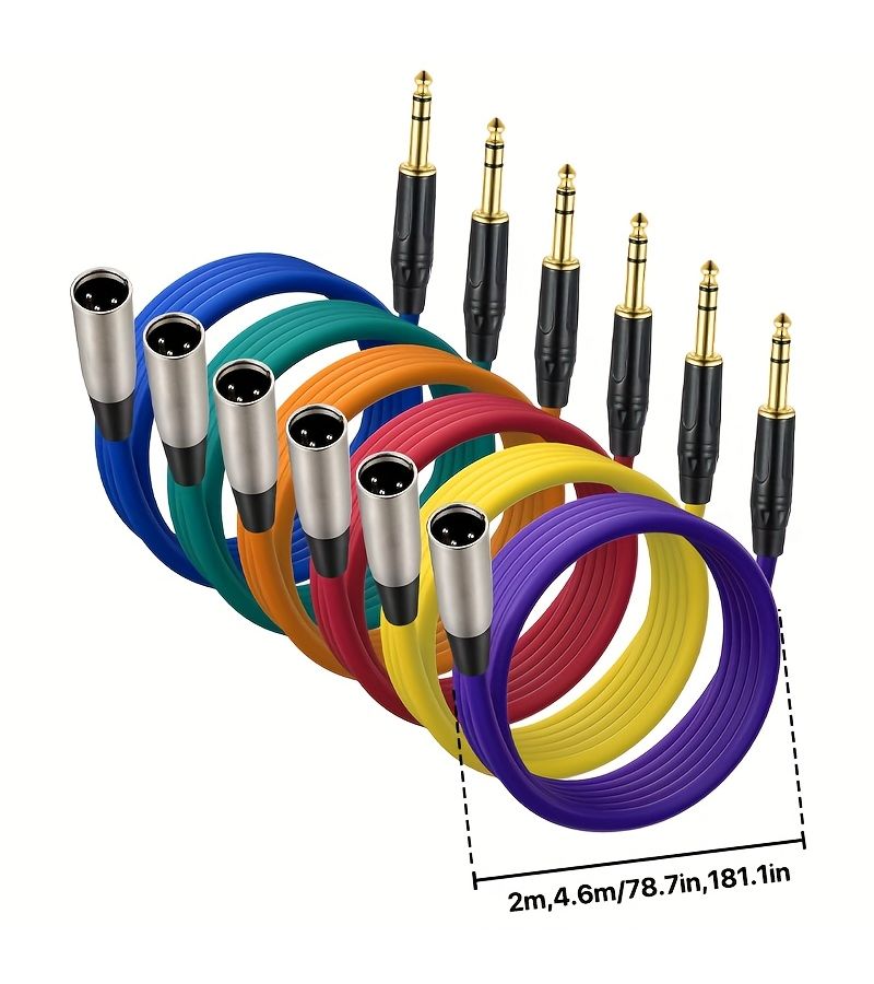 كابل TRS 6.5 ملم (1/4 بوصة) إلى ذكر XLR بطول 15 قدم، صوت متوازن للجيتار والباس - Image 2