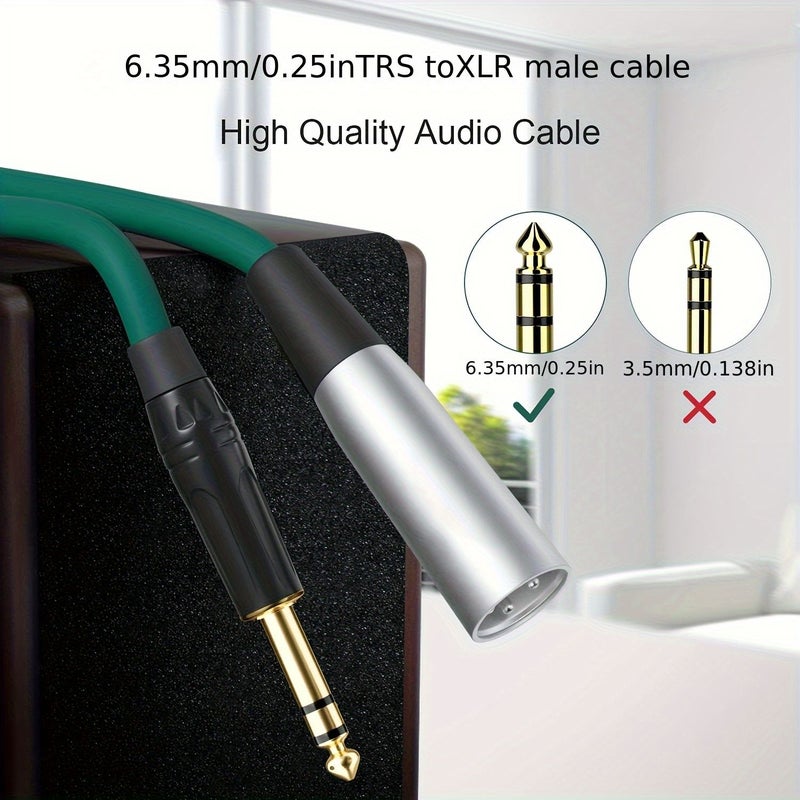 كابل TRS 6.5 ملم (1/4 بوصة) إلى ذكر XLR بطول 15 قدم، صوت متوازن للجيتار والباس - Image 3