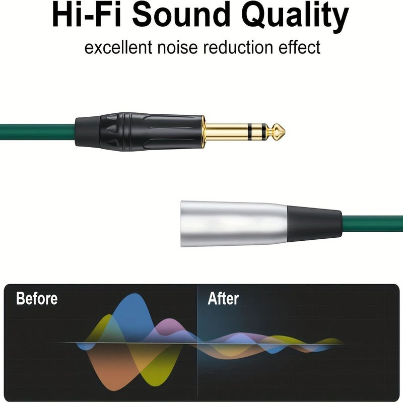 كابل TRS 6.5 ملم (1/4 بوصة) إلى ذكر XLR بطول 15 قدم، صوت متوازن للجيتار والباس - Image 4