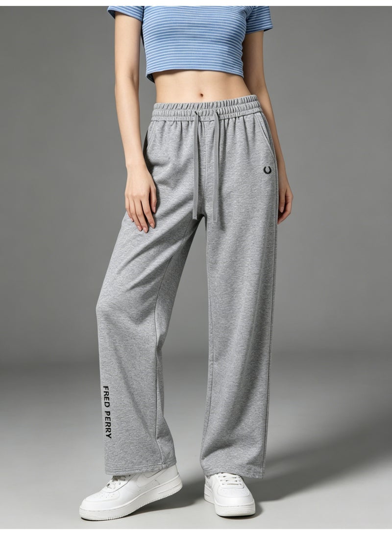 Fred Perry wheat ear stereo LOGO straight wide-leg pants for men and women with loose casual drape sweatpants. - Image 4