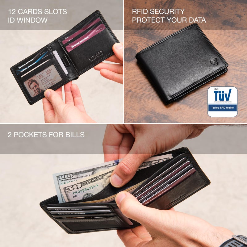 Lavalen Slim Leather Wallet for Men - Mens Wallet Bifold - Holds Bills, Credit Cards - Carteras para Hombres Piel - Billeteras de Hombres Cuero Original - Front Pocket - Full Grain RFID Blocking - Image 3