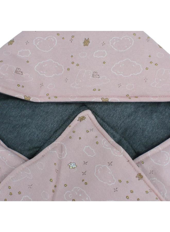 Junior Cotton Baby Blanket – Pink with Stars & Clouds Print - Image 3