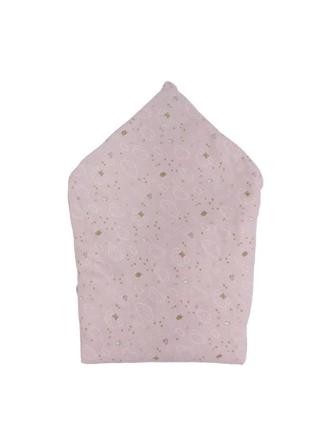 Junior Cotton Baby Blanket – Pink with Stars & Clouds Print - Image 2