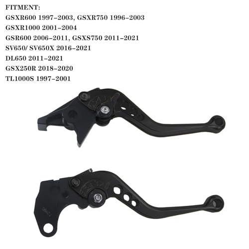 Adsspro CNC Motorcycle Brake Clutch Levers Short Adjustable for GSXR600 9703 GSXR750 9603GSXR1000 0104GSR600 0611 GSXS750 1121SV650 SV650X 1621DL650 1121GSX250R 1820Black - Image 3
