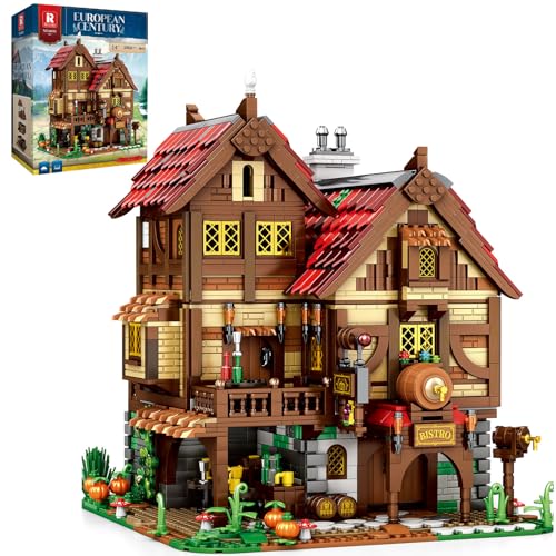 Reobrix Medieval Tavern Building Set European Century Bistro Kit 66018 Collectible Architecture Display with Highly Detailed Wine Cellar Armory Creative Construction Gifts for Adults Teens 14 - Image 1