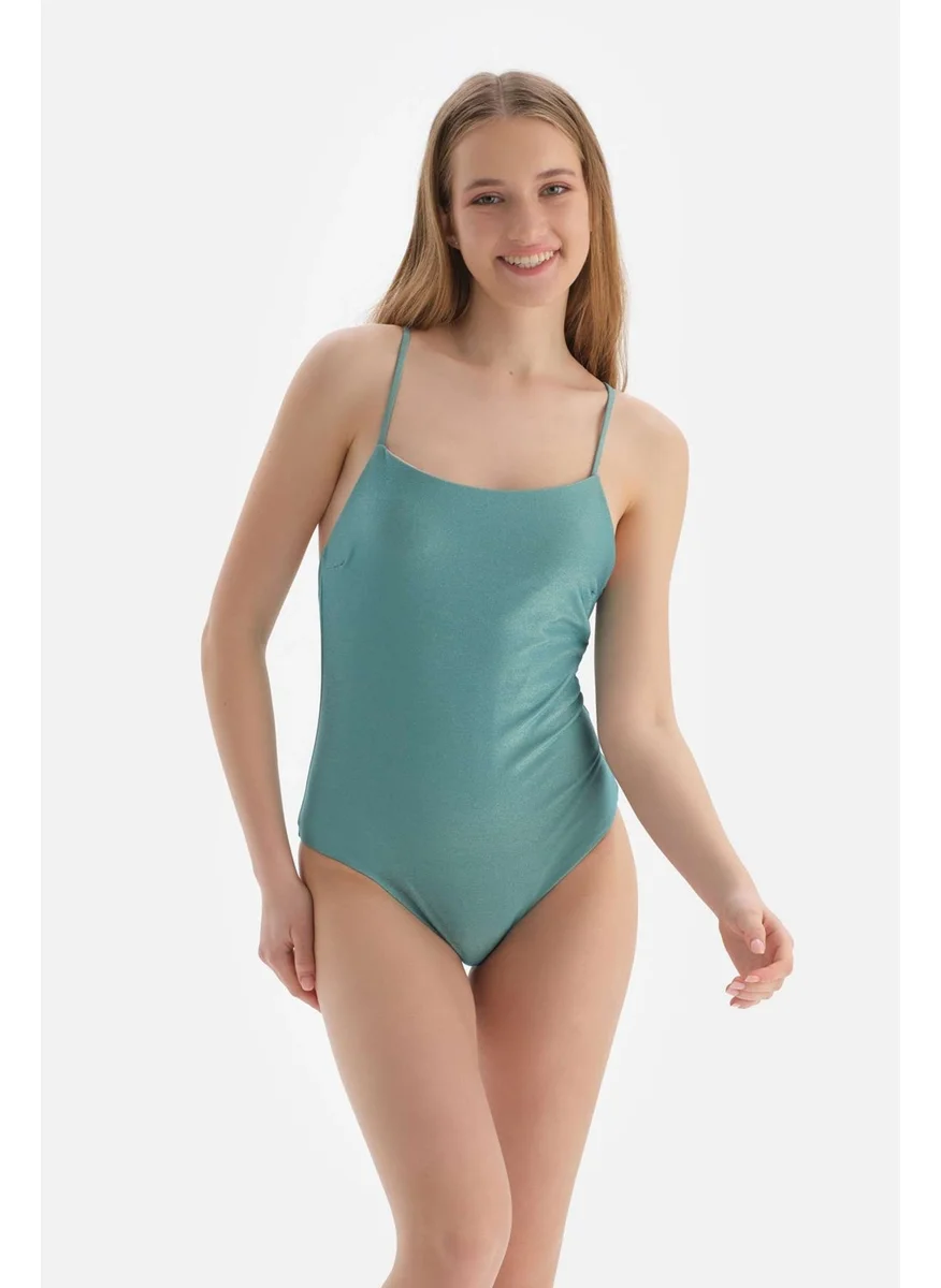 dagi Mint Green Thin Strap U Neck Swimsuit