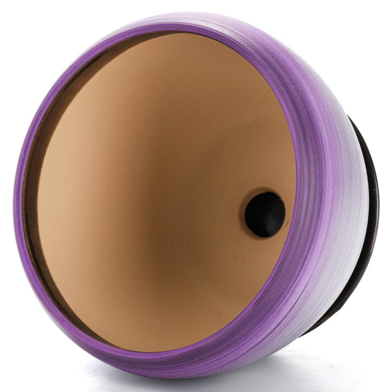 SOUJOY Set of 3 Ceramic Flower Pots, Gardening Plant Pot with Drainage Holes and Saucer, 7/5/4 inch Purple Round Succulent Herbs Cactus Planter for Indoor Outdoor - Image 4