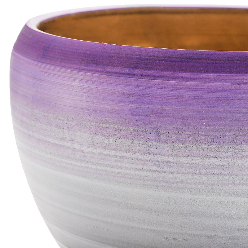 SOUJOY Set of 3 Ceramic Flower Pots, Gardening Plant Pot with Drainage Holes and Saucer, 7/5/4 inch Purple Round Succulent Herbs Cactus Planter for Indoor Outdoor - Image 5