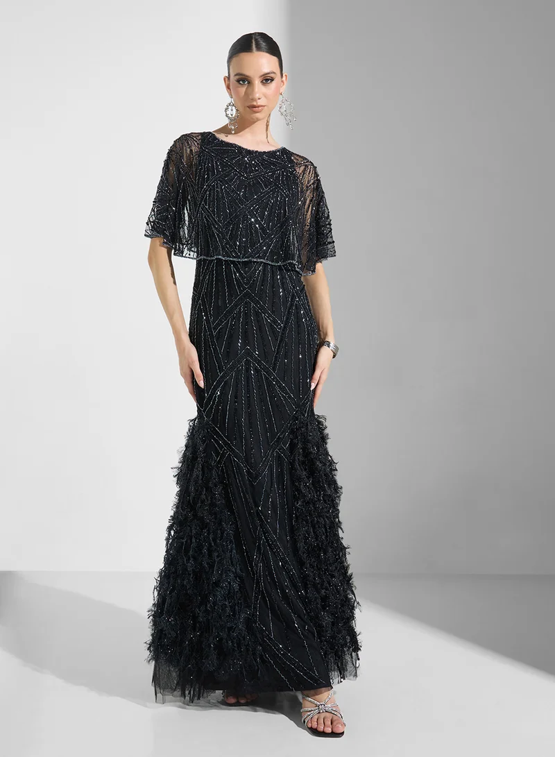 Amelia Rose Embellished Flared Dress