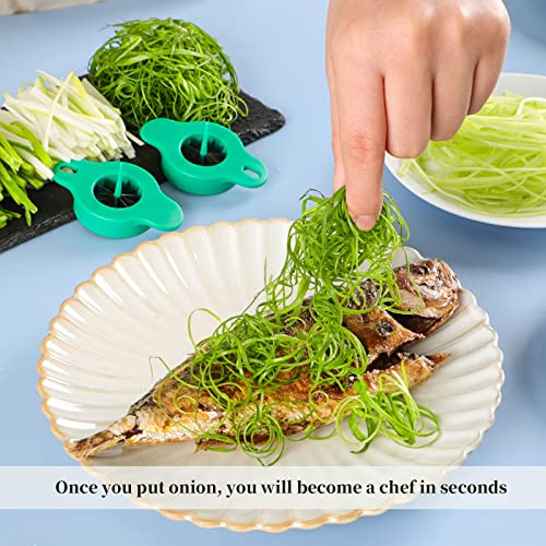 HENWAFX Kitchen green onion shredder,Green Onion cutter ，12 Blade Design，green onion slicer tool（2Pcs) - Image 5