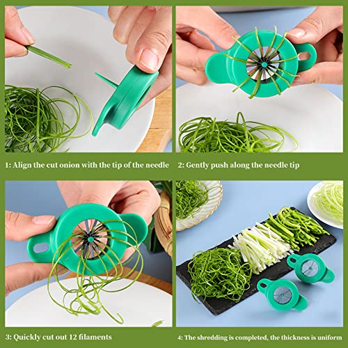 HENWAFX Kitchen green onion shredder,Green Onion cutter ，12 Blade Design，green onion slicer tool（2Pcs) - Image 2