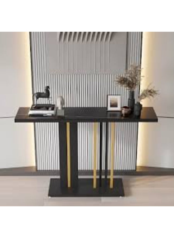 Metal and Marble Console Table Modern Style Rectangle Stain Resistant - Image 2
