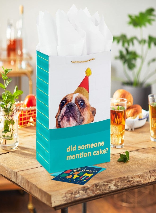 Hallmark 13" Large Birthday Gift Bag with Birthday Card and Tissue Paper (Dog, Did Someone Mention Cake?) for Kids, Parents, Coworkers, Friends - Image 2