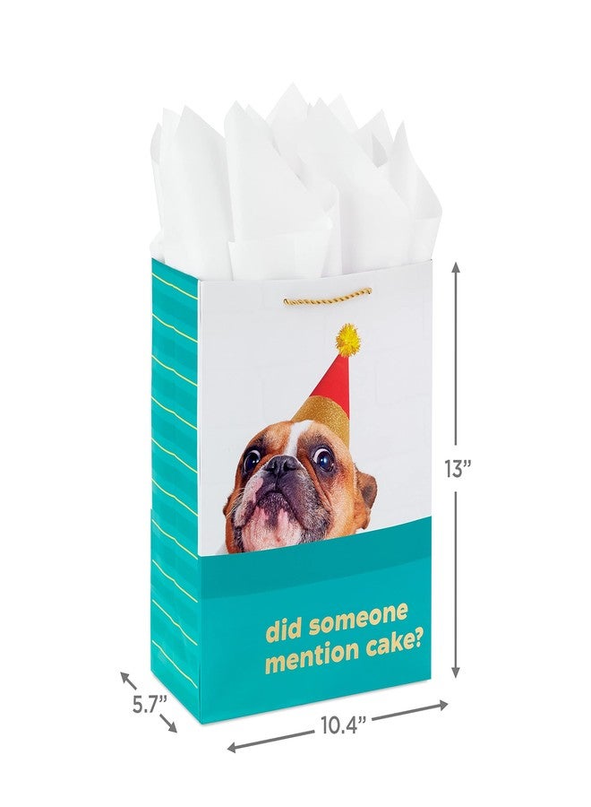 Hallmark 13" Large Birthday Gift Bag with Birthday Card and Tissue Paper (Dog, Did Someone Mention Cake?) for Kids, Parents, Coworkers, Friends - Image 3