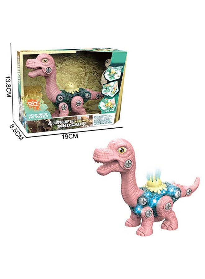 Children's Educational Disassembly Screw Medium Sound Light DIY Disassembly Sliding Dinosaur Toy-Color:HX222020-DIY Taxiing With Sound Light-Brachiosaurus  - Image 1