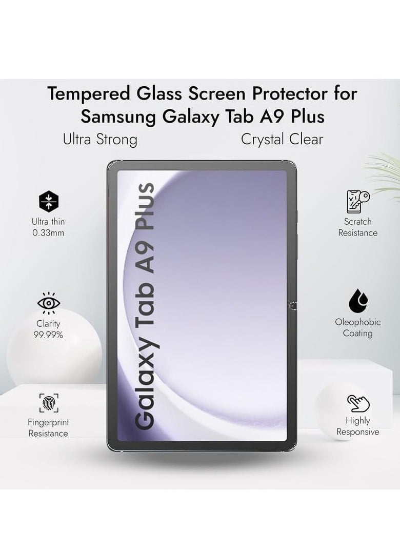 DUSALA Tempered Glass Screen Protector for Samsung Galaxy Tab A9 Plus/+ 11 inch Anti-Scratch Smudge Proof HD Clear  - Image 5