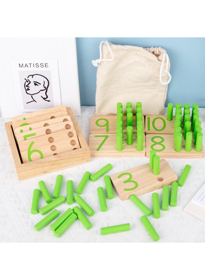 Montessori Mathematics Building Blocks Enlightenment Plugging Stick Number Number Learning Matching Wooden Teaching Aids 3-6 Years Old Kindergarten Early Education-Color:OY-Digital Matching Board - Image 3