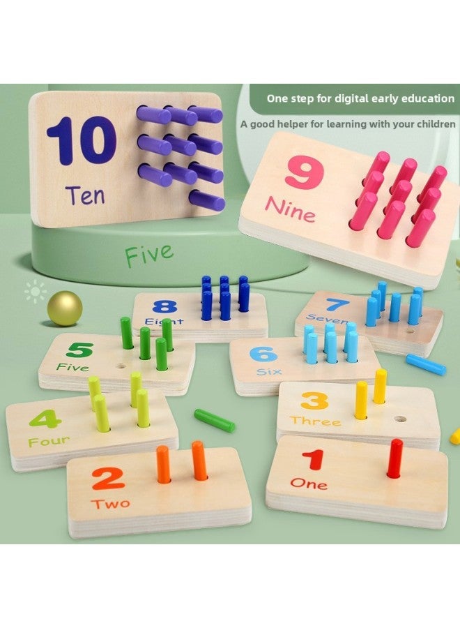 Montessori Mathematics Building Blocks Enlightenment Plugging Stick Number Number Learning Matching Wooden Teaching Aids 3-6 Years Old Kindergarten Early Education-Color:OY-Digital Matching Board - Image 1