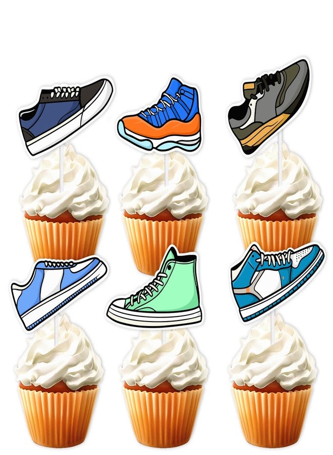LETLIMIT 18pcs Glitter Skateboard Dessert Cupcake Topper Cheer to 80s 90s Sports Shoes Theme Decor Supplies Boys Girls Happy Birthday Party Decorations - Image 1
