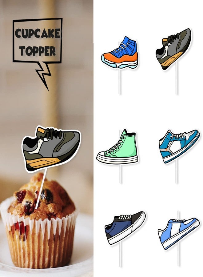LETLIMIT 18pcs Glitter Skateboard Dessert Cupcake Topper Cheer to 80s 90s Sports Shoes Theme Decor Supplies Boys Girls Happy Birthday Party Decorations - Image 2