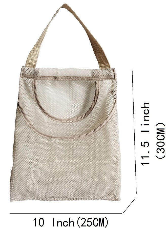 GINFH 5 Pack Hanging Mesh Onion Bags: Reusable Net Storage Produce Bags (Double Open Pocket, Beige) - Image 2