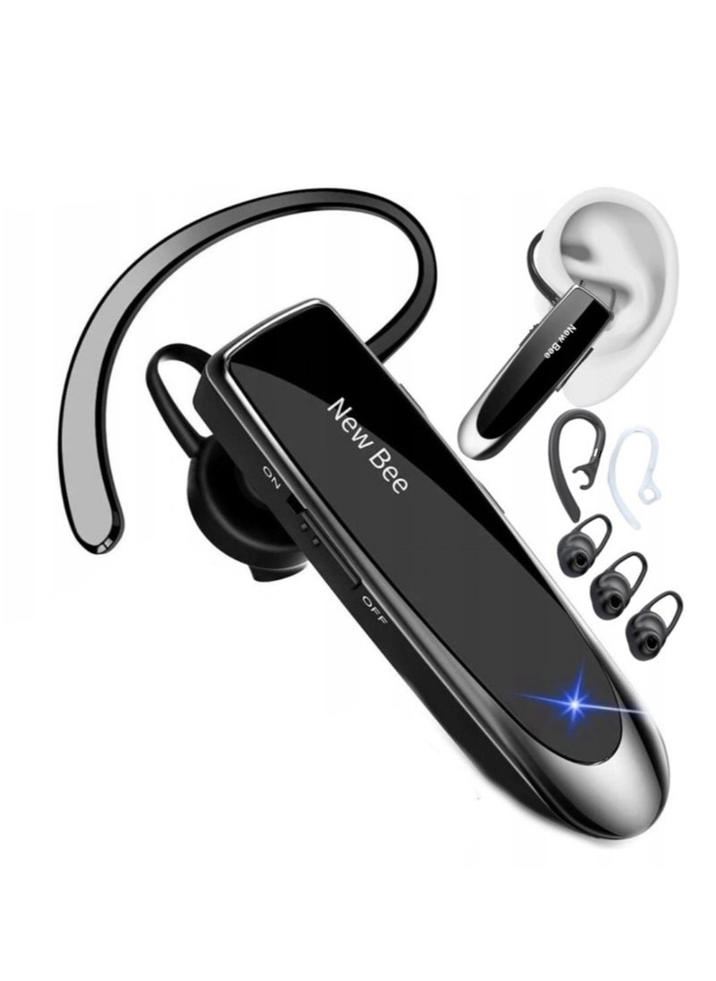 New Bee Bluetooth Earpiece V5.0 Wireless Handsfree Headset with Microphone 24 Hrs Driving Headset 60 Days Standby Time for iPhone Android Samsung Laptop Trucker Driver (Black)  - Image 1