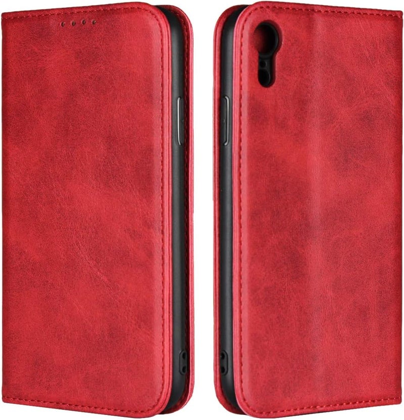 iCoverCase for iPhone XR Wallet Case with Card Holder, PU Leather Magnetic Kickstand Feature Shockproof Protective Flip Cover Case - Red - Image 1