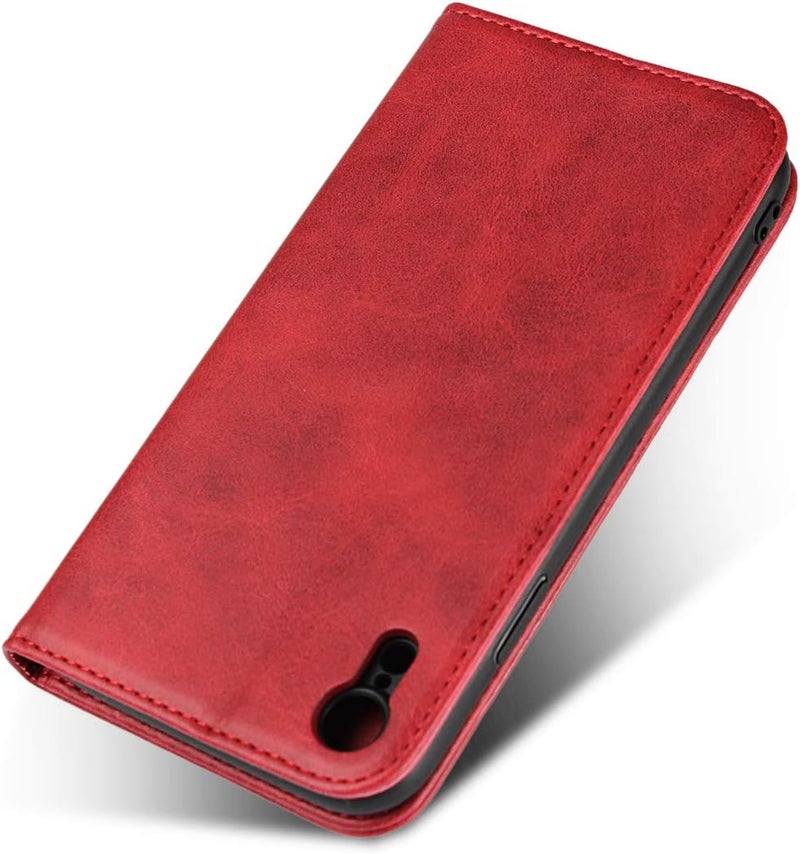 iCoverCase for iPhone XR Wallet Case with Card Holder, PU Leather Magnetic Kickstand Feature Shockproof Protective Flip Cover Case - Red - Image 4