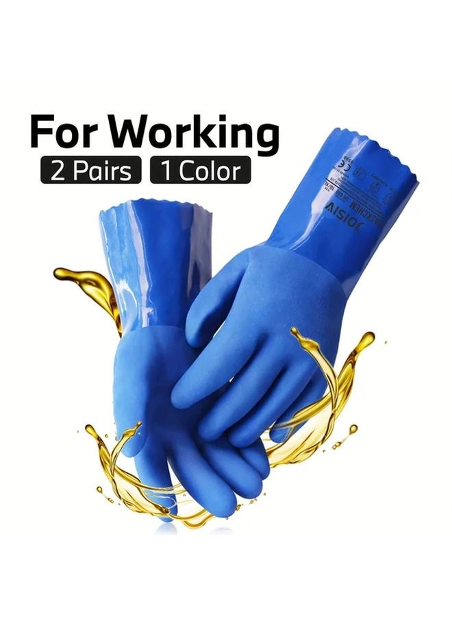 JOISIV 2 Pairs Heavy Duty PVC Coated Work Gloves Size L Chemical Abrasion Resistant - Image 2