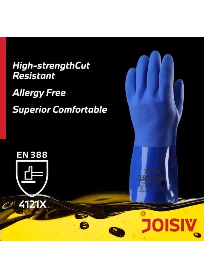 JOISIV 2 Pairs Heavy Duty PVC Coated Work Gloves Size L Chemical Abrasion Resistant - Image 3