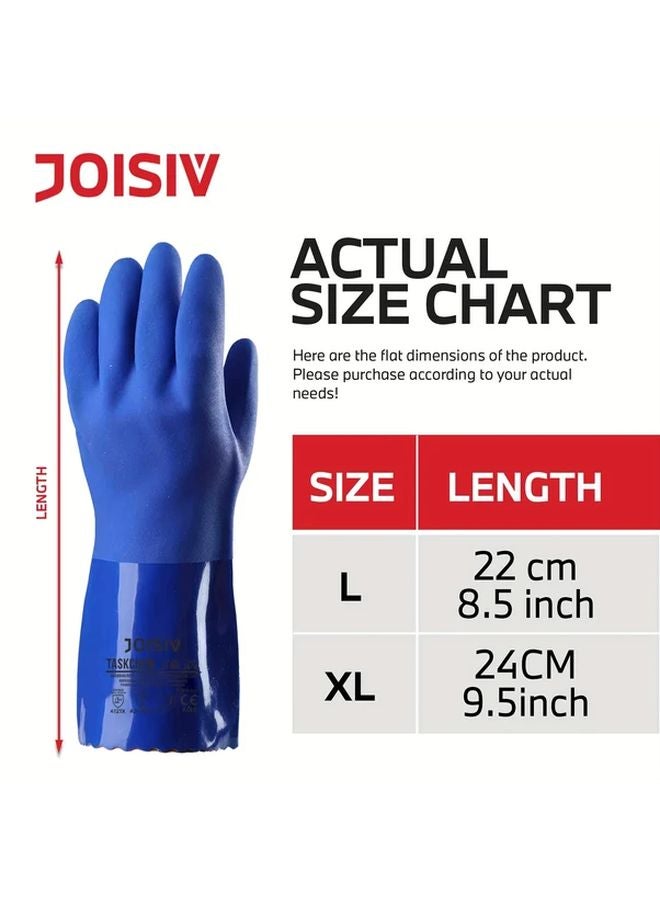 JOISIV 2 Pairs Heavy Duty PVC Coated Work Gloves Size L Chemical Abrasion Resistant - Image 4