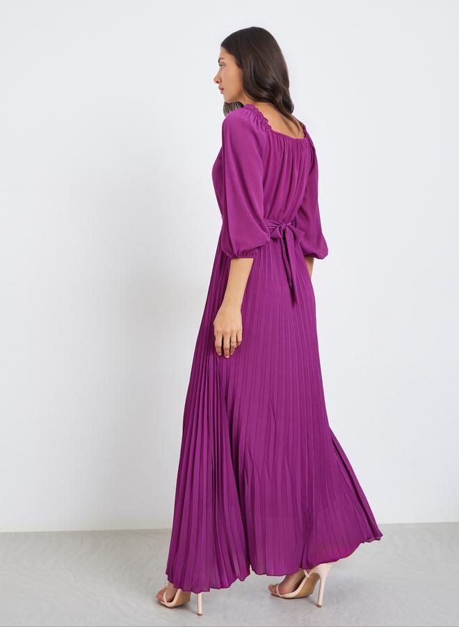 ستايلي فستان طويل شيفون بطيات - Image 4