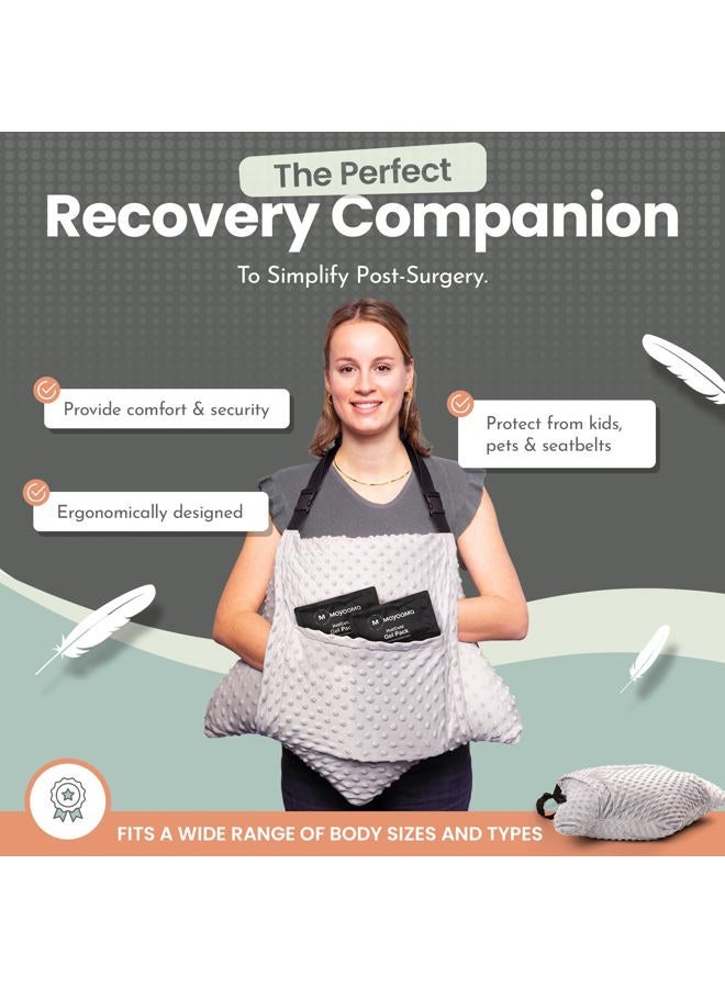 MOYOAMA 4 Pc Hysterectomy Pillow Set – Incl Seatbelt Cushion & 2 Gel Packs for Soothing Relief – After Hysterectomy Recovery Must-Haves, Post-Op C-Section Pillow Gifts, Abdominal Surgery Recovery - Image 2
