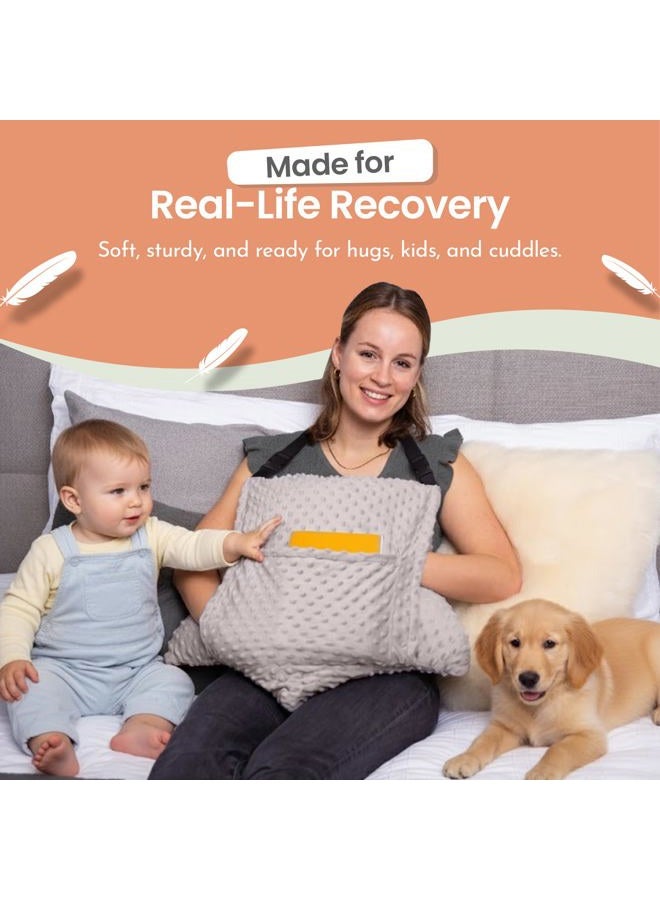 MOYOAMA 4 Pc Hysterectomy Pillow Set – Incl Seatbelt Cushion & 2 Gel Packs for Soothing Relief – After Hysterectomy Recovery Must-Haves, Post-Op C-Section Pillow Gifts, Abdominal Surgery Recovery - Image 4