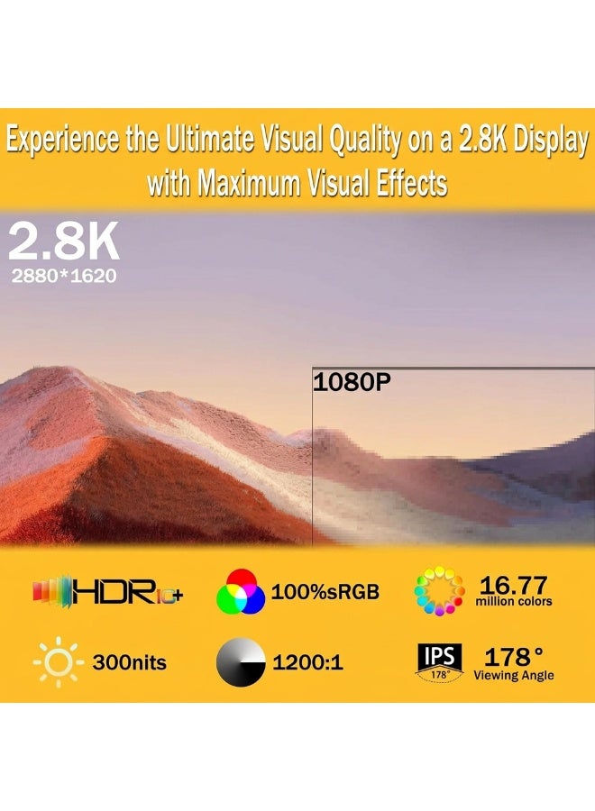 Mobile Monitor - 15.6 inch - Touch Panel - 2.8 K - 100 Hz - Fast Refresh Rate - Portable Monitor - 2,880 x 1,620 IPS Panel - 100% RGB Wide Color Gamut - 300 nits High Brightness - Thin - Lightweight -  Integrated Stand - VESA Compatible - Type-C / Mini HDMI Connection - Compatible with PC/Mac/Switch/PS4/PS5/Smartphones at Home Duty - Image 4