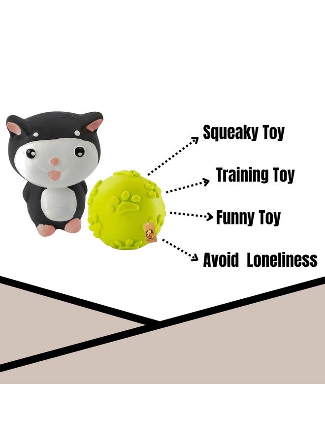 2In1 Combo Of Latex Rubber Squeaky Dog Toys - (Claw Ball + Black & White Kitty) For Small Dogs And Puppies | Non-Toxic, Soft Rubber, Interactive, Chewing, Teething, Fetch - Image 3