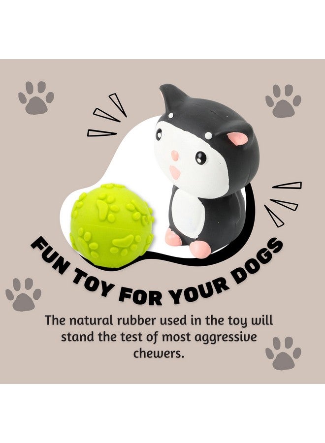 2In1 Combo Of Latex Rubber Squeaky Dog Toys - (Claw Ball + Black & White Kitty) For Small Dogs And Puppies | Non-Toxic, Soft Rubber, Interactive, Chewing, Teething, Fetch - Image 4