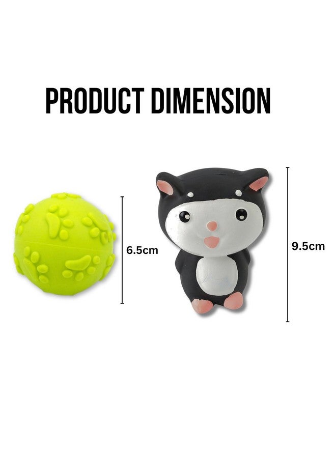 2In1 Combo Of Latex Rubber Squeaky Dog Toys - (Claw Ball + Black & White Kitty) For Small Dogs And Puppies | Non-Toxic, Soft Rubber, Interactive, Chewing, Teething, Fetch - Image 2