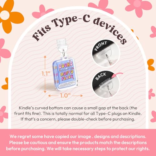 Kaciola 9 Pack Charms for E Reader Paper White 11th, Dust Plug Accessories for Women, Compatible with Kin-dle Charging Port Cover Anxiously Type-C - Image 3