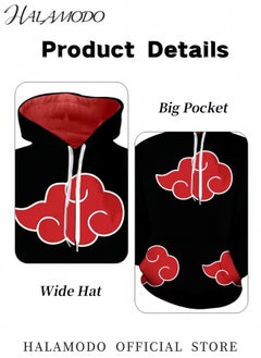 HALAMODO Unisex Hoodie with Pop Anime Theme Long-Sleeved Printed Tops Casual Sweatshirts Soft Sportswear Fashion Youth Pullovers with Drawstrings and Large Pockets for Daily Wear  - Image 3