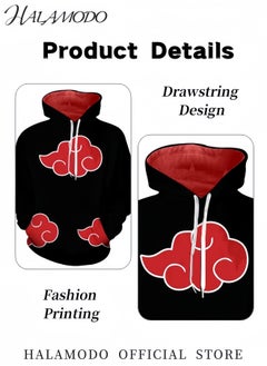 HALAMODO Unisex Hoodie with Pop Anime Theme Long-Sleeved Printed Tops Casual Sweatshirts Soft Sportswear Fashion Youth Pullovers with Drawstrings and Large Pockets for Daily Wear  - Image 4