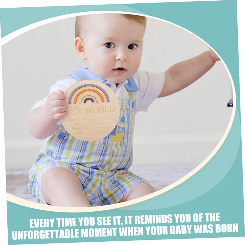 Wooden Monthly Milestone Cards 2pcs Newborn Unisex Growth Marker Photo Props Safe Lightweight - Image 4