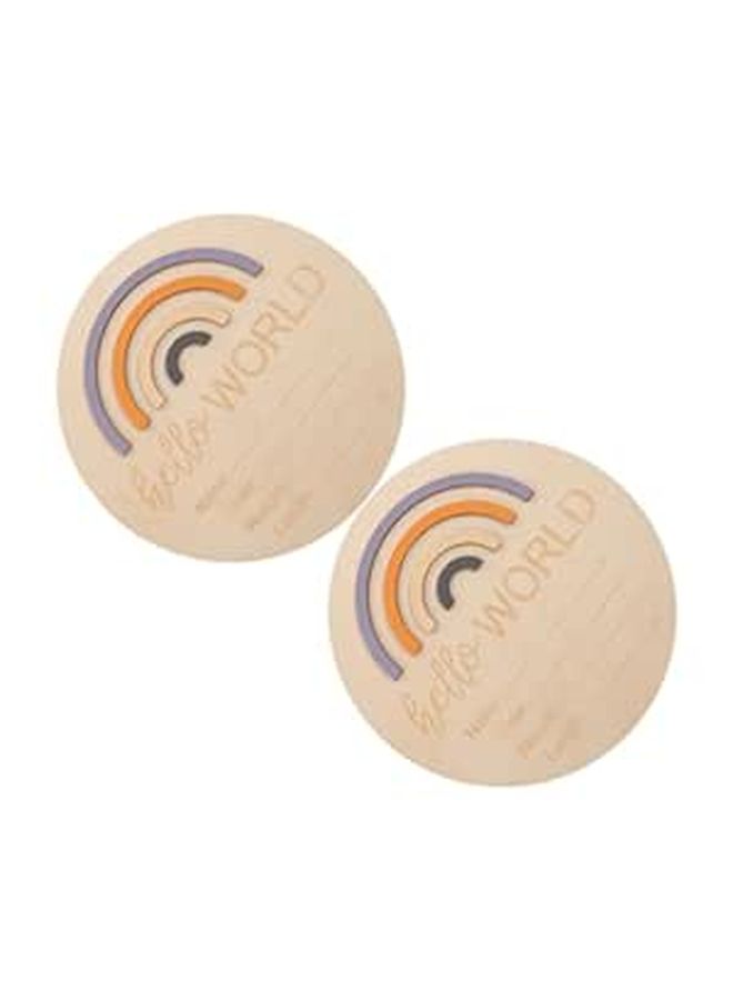 Wooden Monthly Milestone Cards 2pcs Newborn Unisex Growth Marker Photo Props Safe Lightweight - Image 1