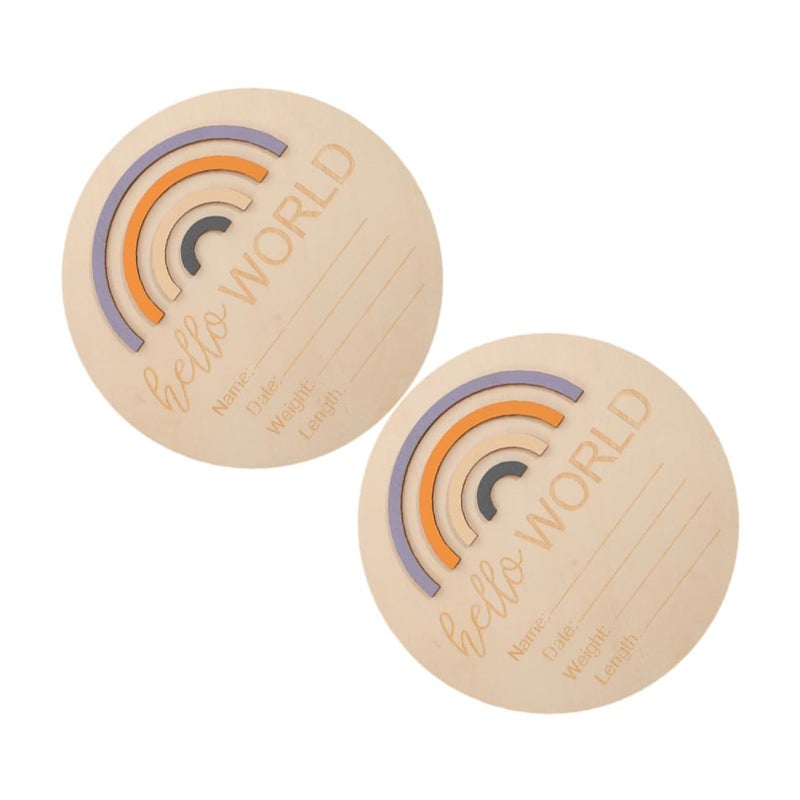 Wooden Monthly Milestone Cards 2pcs Newborn Unisex Growth Marker Photo Props Safe Lightweight - Image 2