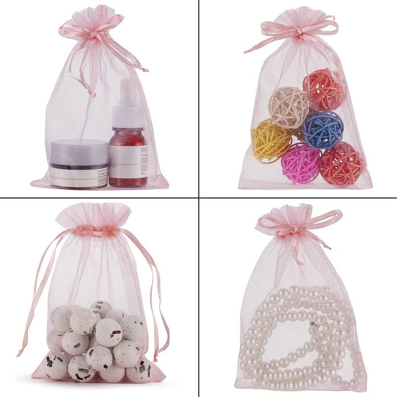 HRX Package 100pcs Blush Pink Organza Gift Bags, 4 x 6 inch Candy Mesh Drawstring Bags Jewelry Pouches for Christmas Wedding Baby Shower Party - Image 4