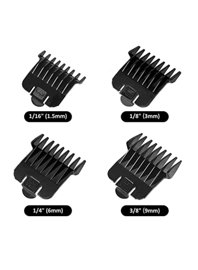 CR8GR8 4 Pack Clipper Guards for Andis T Outliner 116 18 14 38 Guards Guides Snapon Blade Attachment Combs Set with Brush for Hair Clippers Model 0471004521 Black - Image 3