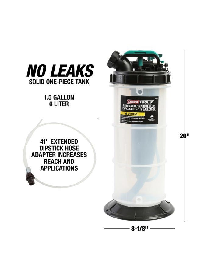 OEMTOOLS 24937 Pneumatic/Manual Fluid Extractor, 1.5 Gallon (6L) Oil Extractor Pump, For Coolant, Transmission, and Power Steering Fluid, 2 Dipstick Adapters, 5ft Hose - Image 5