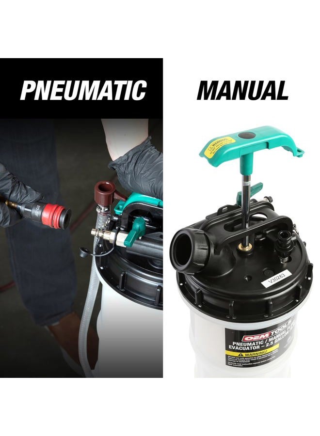 OEMTOOLS 24937 Pneumatic/Manual Fluid Extractor, 1.5 Gallon (6L) Oil Extractor Pump, For Coolant, Transmission, and Power Steering Fluid, 2 Dipstick Adapters, 5ft Hose - Image 2