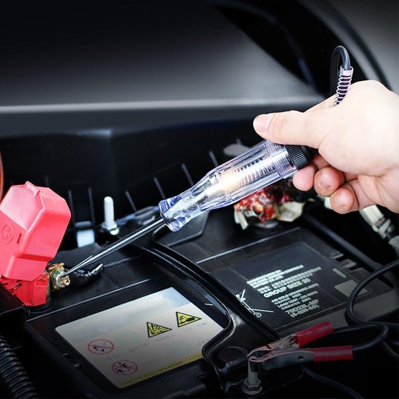Fuse Tester Tool, Automotive Circuit Voltage Tester 6V/12V/24V DC Long Wire Pen Style Electrical Probe with Bulb for Car Truck (Clear) - by KaberTrade - Image 2