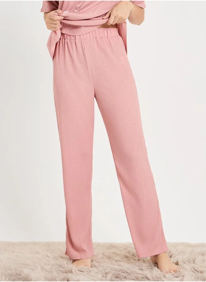 ستايلي Textured Longline Shirt & Pyjama Set